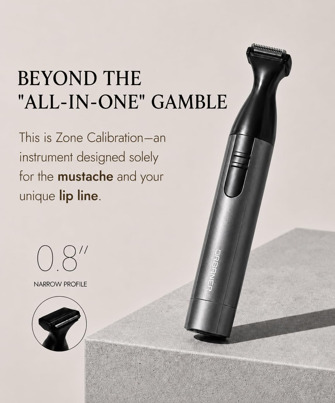 URBANER - Cortadora de bigote para hombres, bonificación por tiempo limitado: obtén una cuchilla extra para cortar nariz y oídos, motor japonés, impermeable, ligero que funciona con pilas