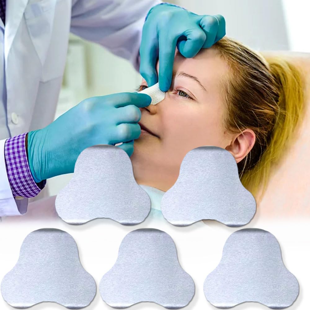 MUROCEA Férulas nasales de aluminio, protector externo de soporte nasal para cirugía de rinoplastia de septoplastia, fractura de soporte nasal, ENT, inmovilización ortopédica, plata, 5 unidades (M)