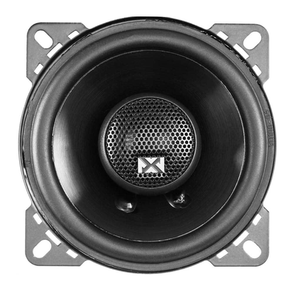 NVX NSP4 N-Series - Altavoces coaxiales para coche (4 pulgadas, 60 W, RMS de 2 vías, con tweeters cúpula de seda, juego de 2