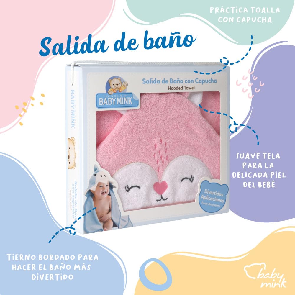 Baby Mink Salida de Baño para Bebé, Suave y Absorbente para Después del Baño (Rosa)