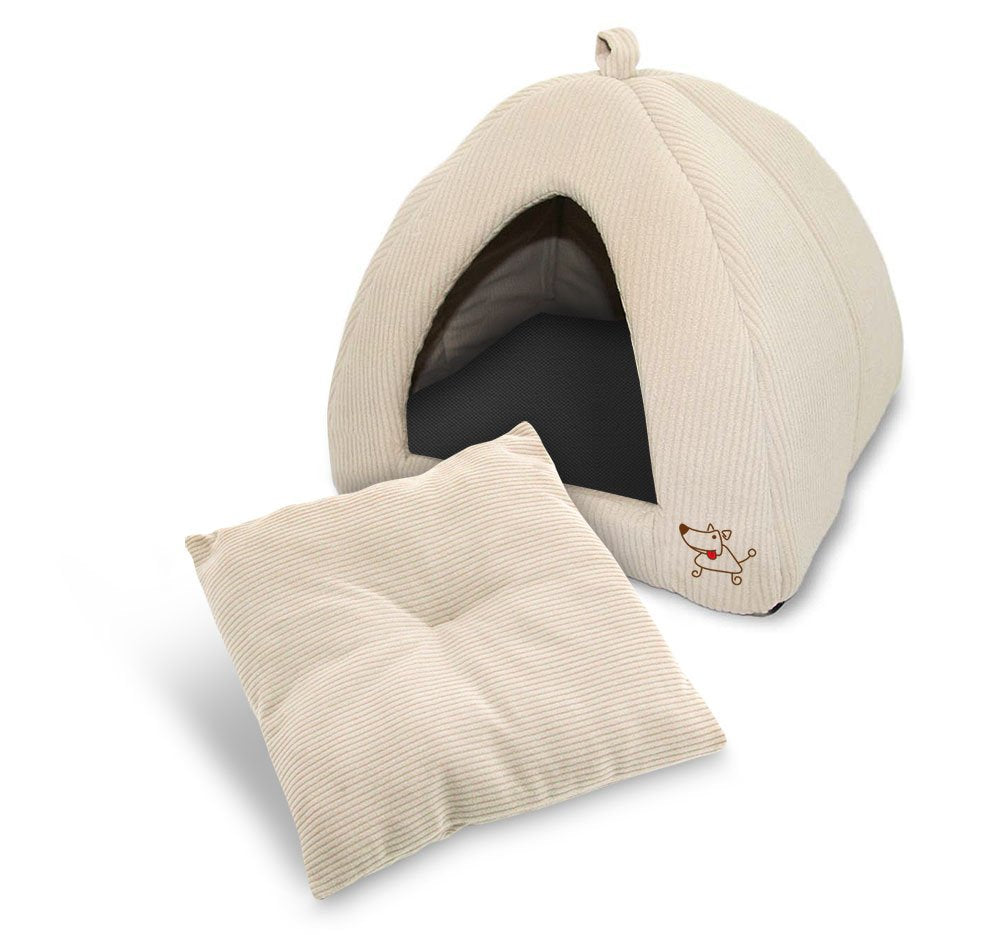 Best Pet Supplies - Cama para tienda de campaña, beige (Corduroy Beige), Medium (16" x 16")