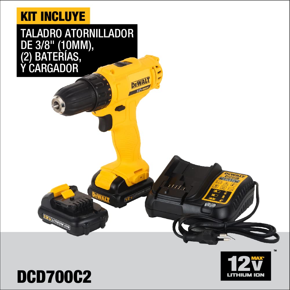 DEWALT DCD700C2-B3 Taladro/Atornillador 12V 3/8 pulg