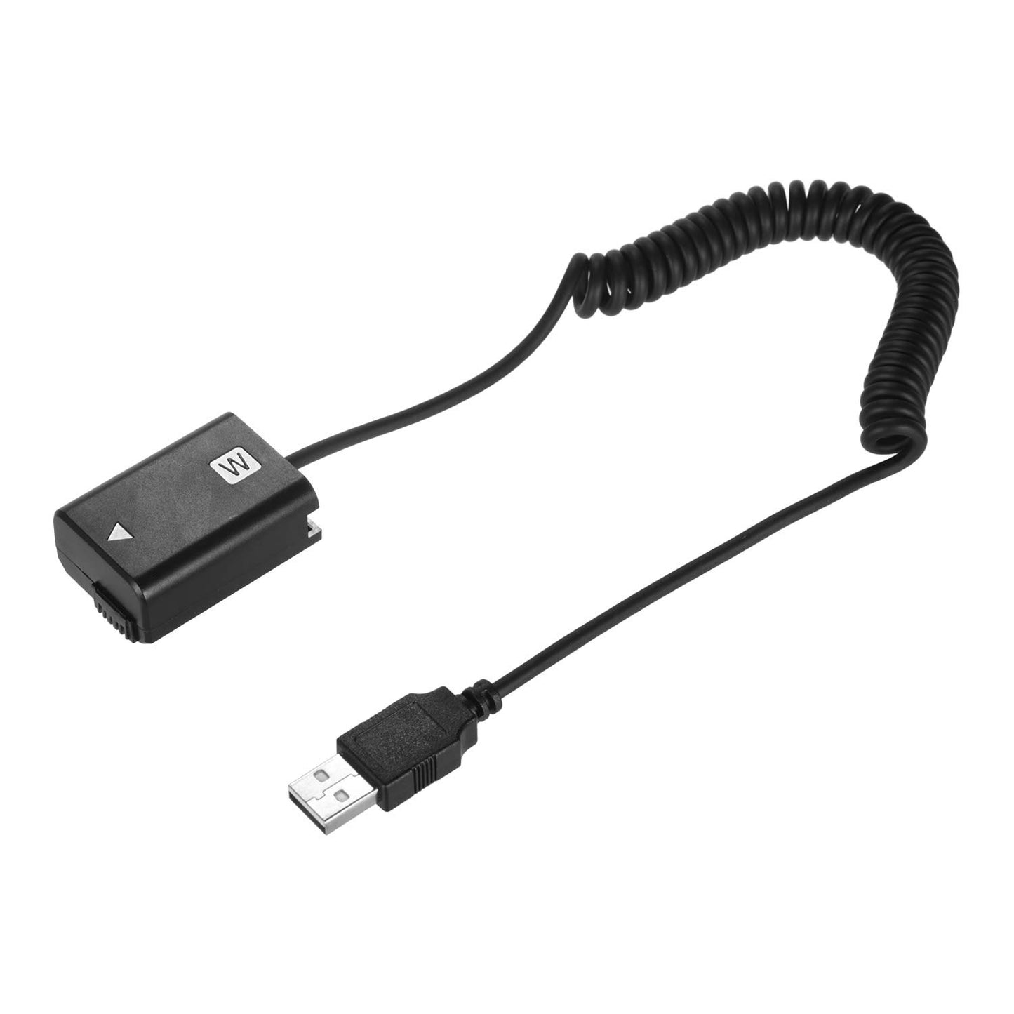 Andoer NP-FW50 - Adaptador acoplador de batería para chupete 5 V USB con cable de resorte flexible compatible con Sony A7 A7II A7R A7S A7RII A7SII A6000 A5000 A3000 NEX 5 NEX (sin enchufe)