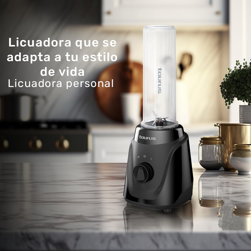 Licuadora Personal Taurus Transparente con 2 Botellas Tritan y Cuchillas Desmontables Sin BPA