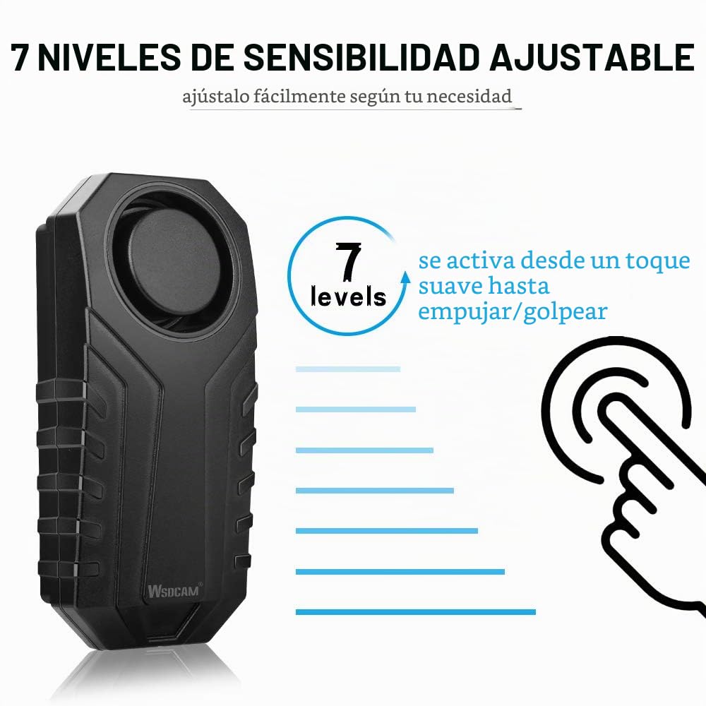 Alarma de Bicicleta Wsdcam Negro 113dB Sensor de Movimiento Inalámbrico Impermeable con Control Remoto