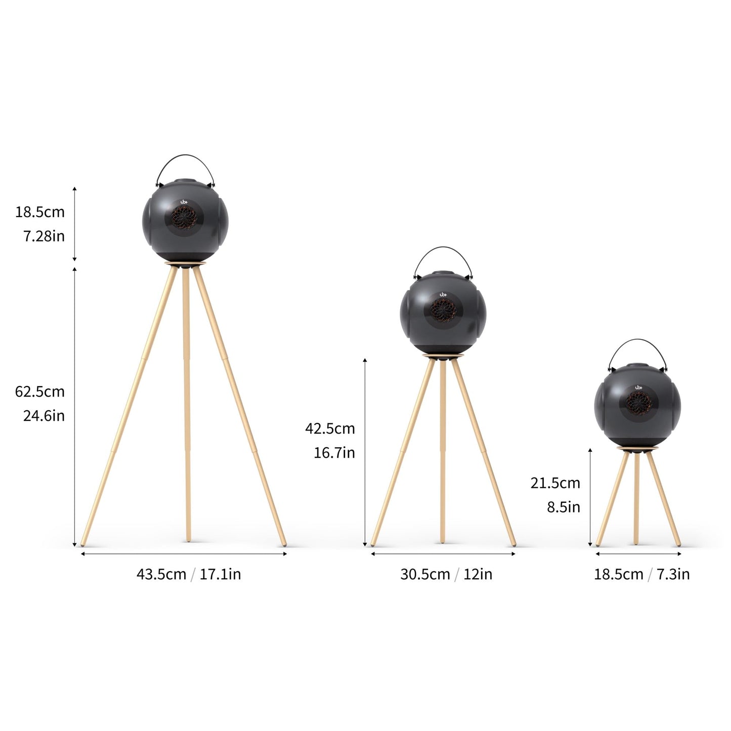 UB+ dB1 doubleBASS Altavoz impermeable Bluetooth | Sonido Hi-Fi de 40W con graves profundos, 20 h de reproducción, IPX5 y emparejamiento TWS (Gris metálico satinado con trípode)