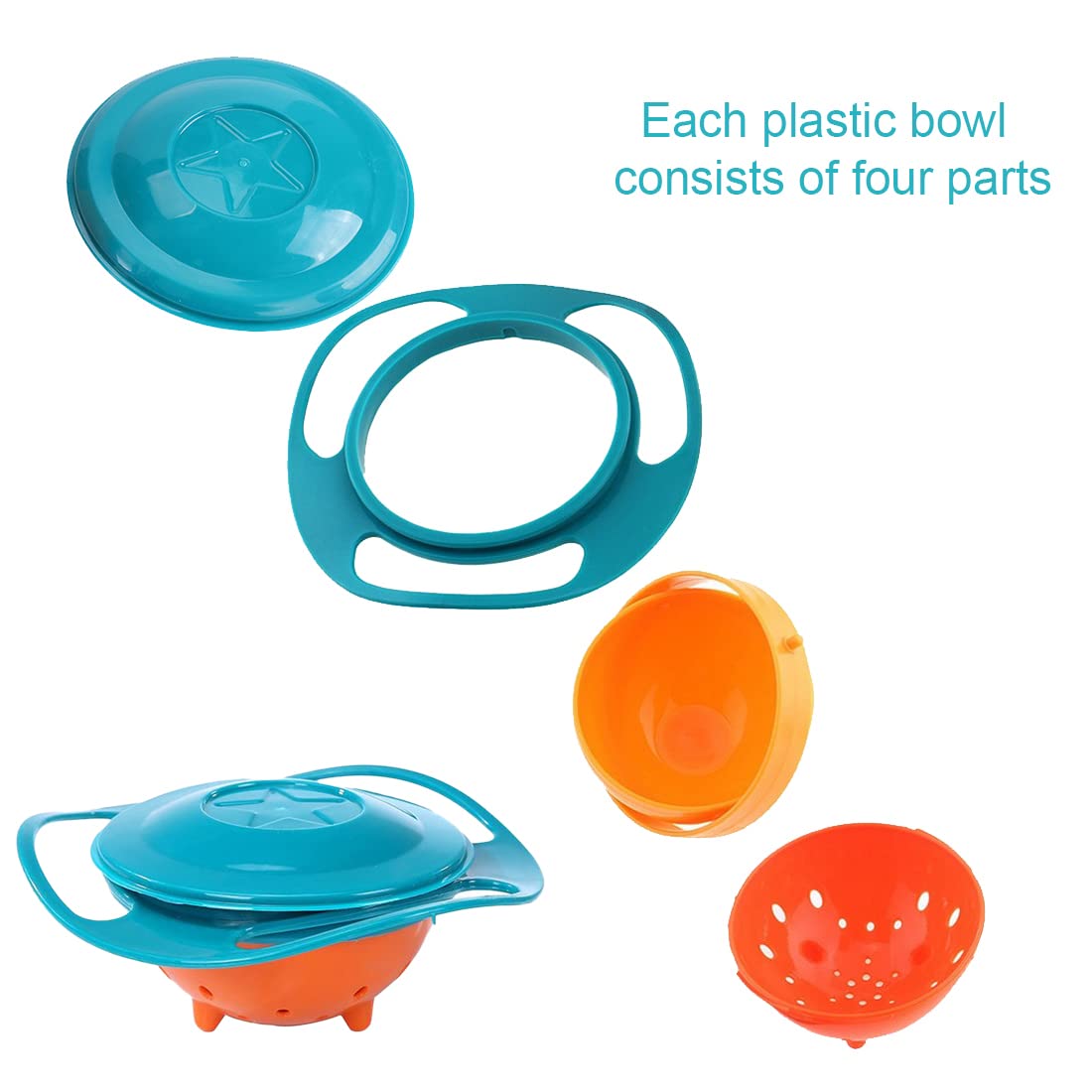 Berry President Magic Bowl de rotación de 360 grados resistente a derrames con tapa para bebés y niños pequeños (rosa, azul y verde)