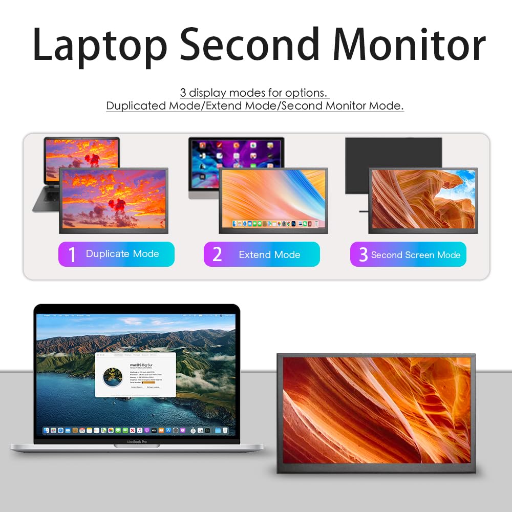 LESOWN - Monitor de visualización táctil de 10 pulgadas, pequeña visualización portátil HDMI de 1024 x 600 IPS, visualización secundaria de 10.1 pulgadas, mini monitores para Windows Mac, portátil y