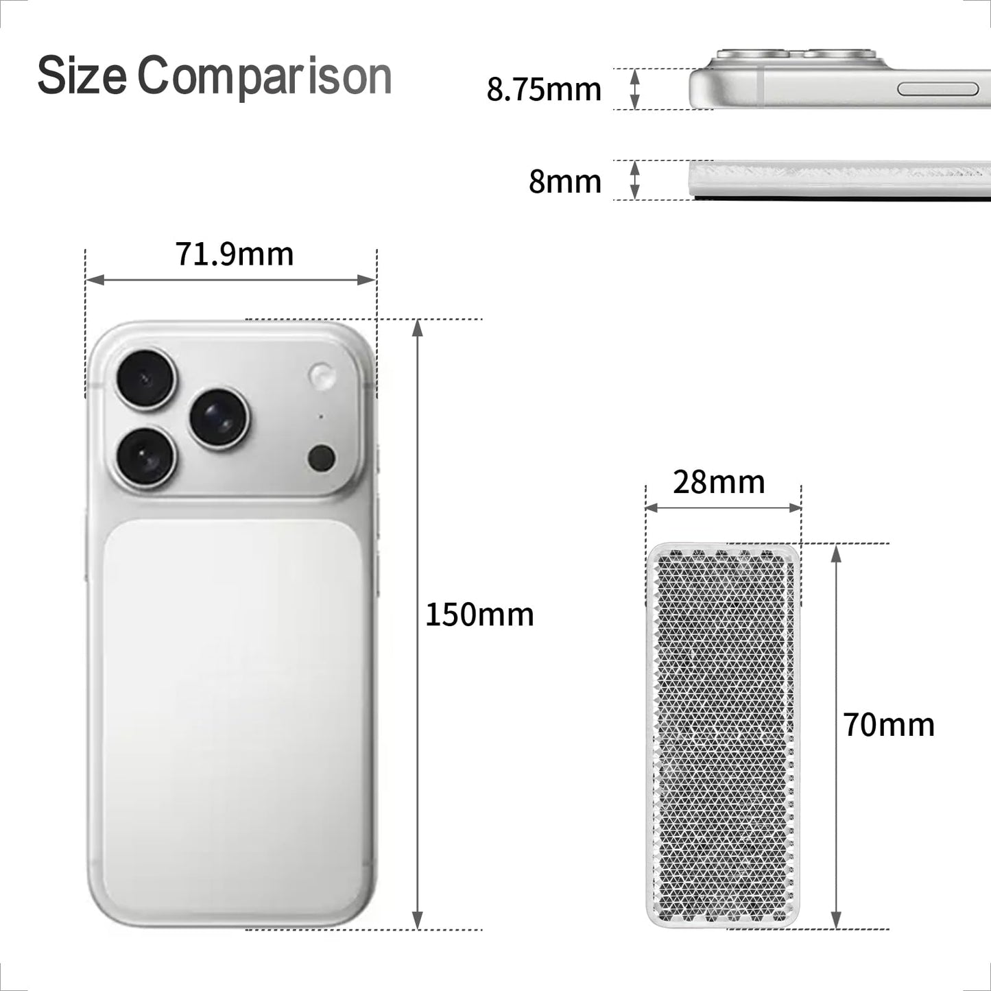 MFC PRO Reflector rectangular de seguridad, blanco, 7 x 2,8 cm