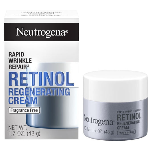 Neutrogena Rapid Wrinkle Repair Fragrance Free Moisturizing Anti-Wrinkle Retinol Cream with Hyaluronic Acid for Face & Neck, 1.7 oz