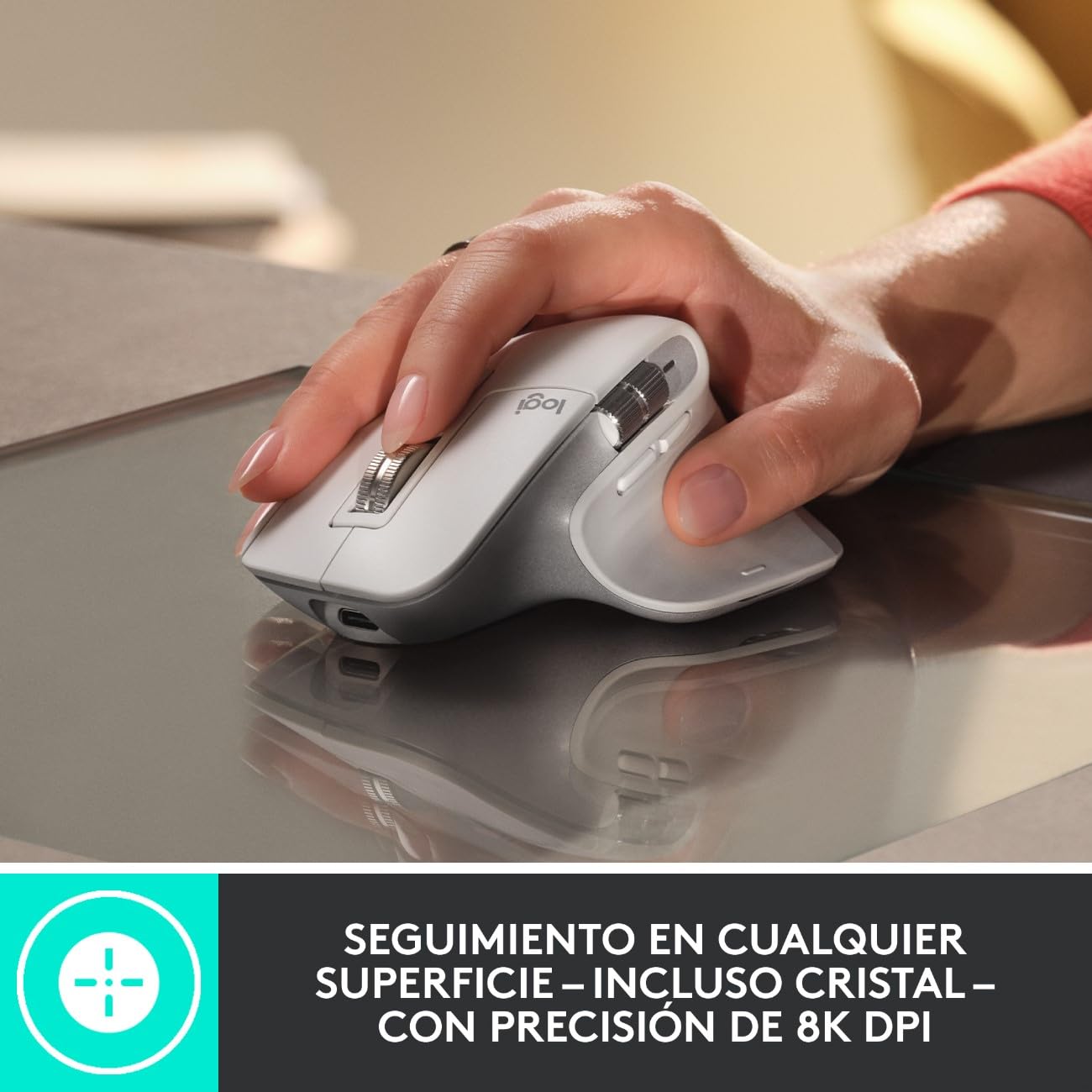 Logitech MX Master 3S Mouse Inalámbrico de Desempeño, Scrolling Ultra-rápido, 8K dpi, Seguimiento sobre Vidrio, Clics Silenciosos, USB-C, Bluetooth