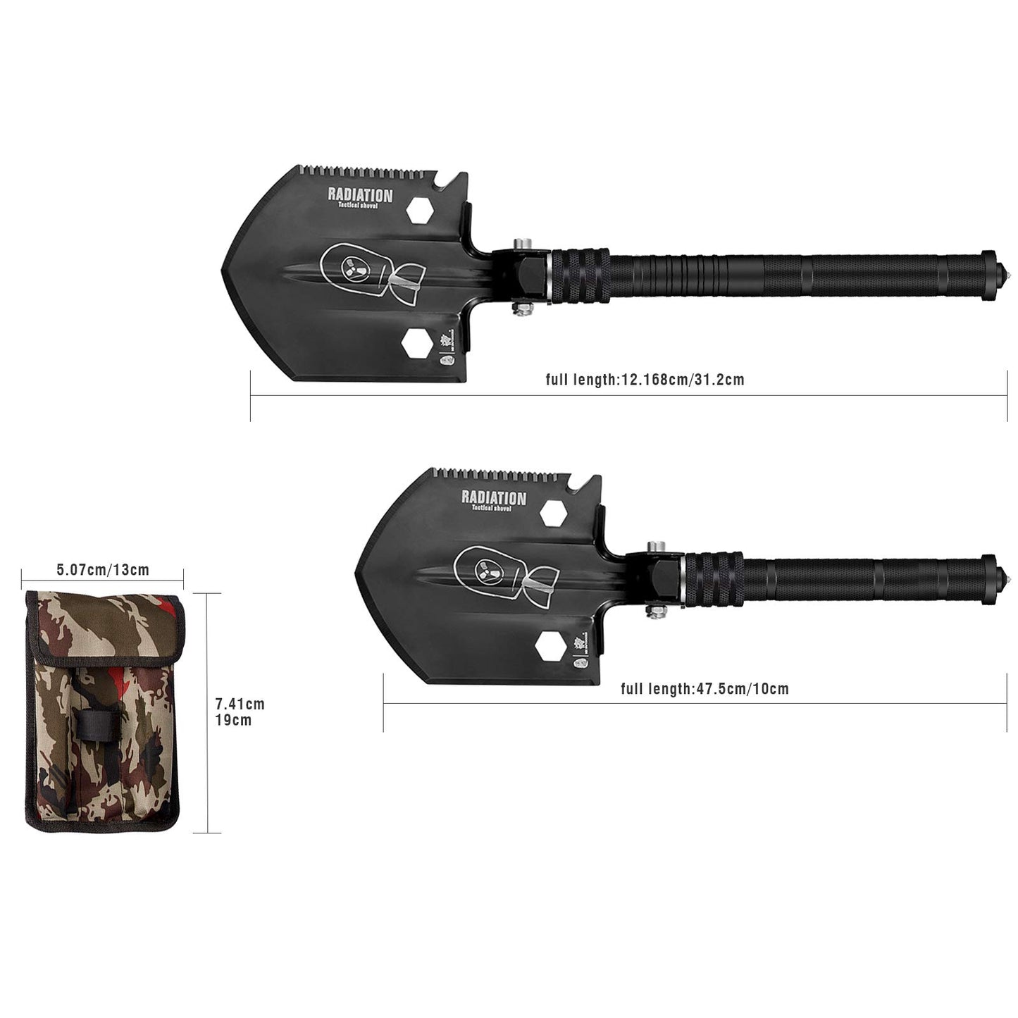 HX Outdoor - Pala de supervivencia multiherramienta, pala plegable militar, pala de camping plegable, pala táctica 15 en 1 con pala plegable para mochileros, zanjadas, senderismo, emergencia de coche