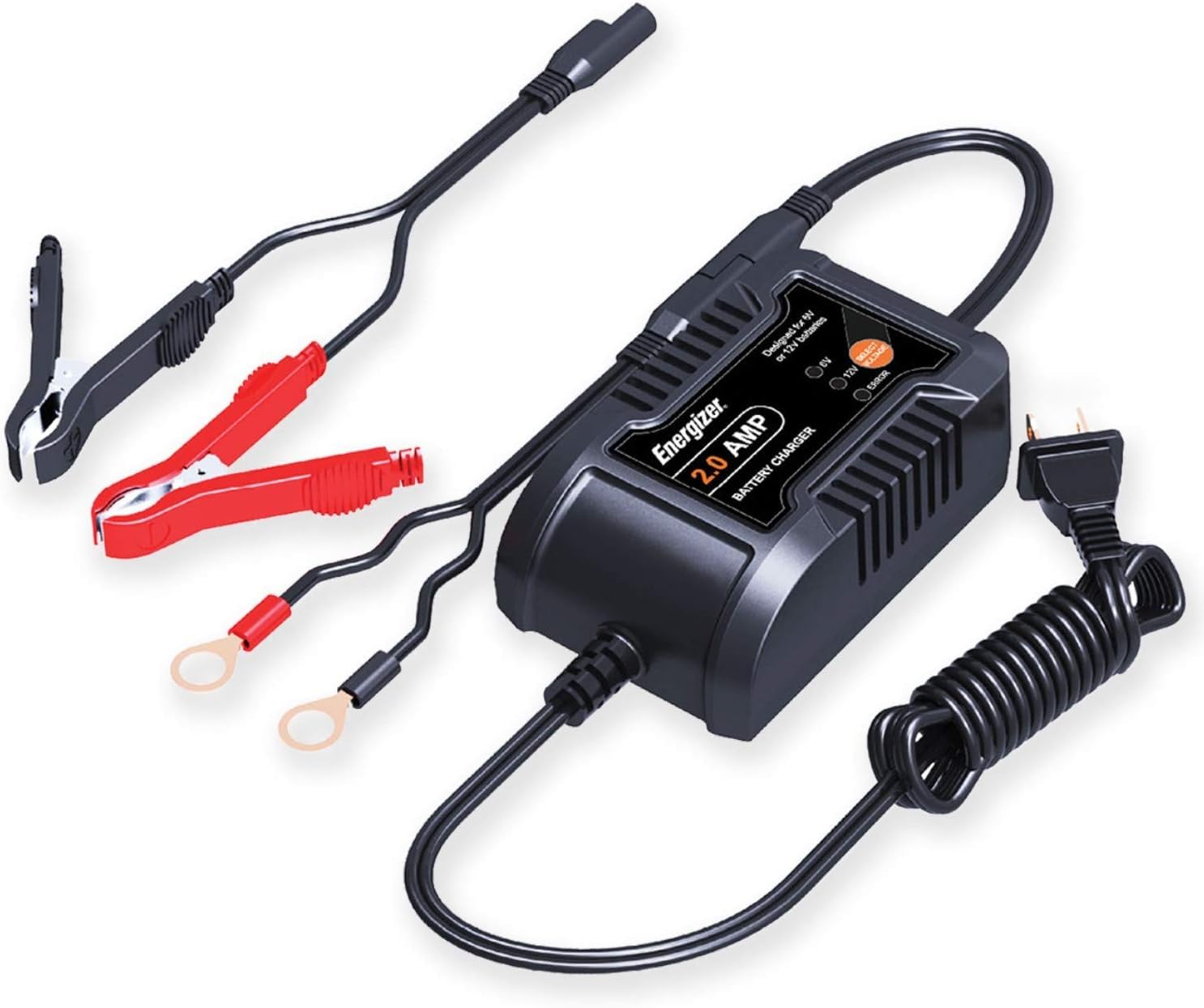 Energizer Cargador Inteligente Automático de 2 Amperios para Baterías de 6 V y 12 V - Mantenedor y Cargador de Goteo Con Tecnología de Carga Inteligente de 7 Pasos