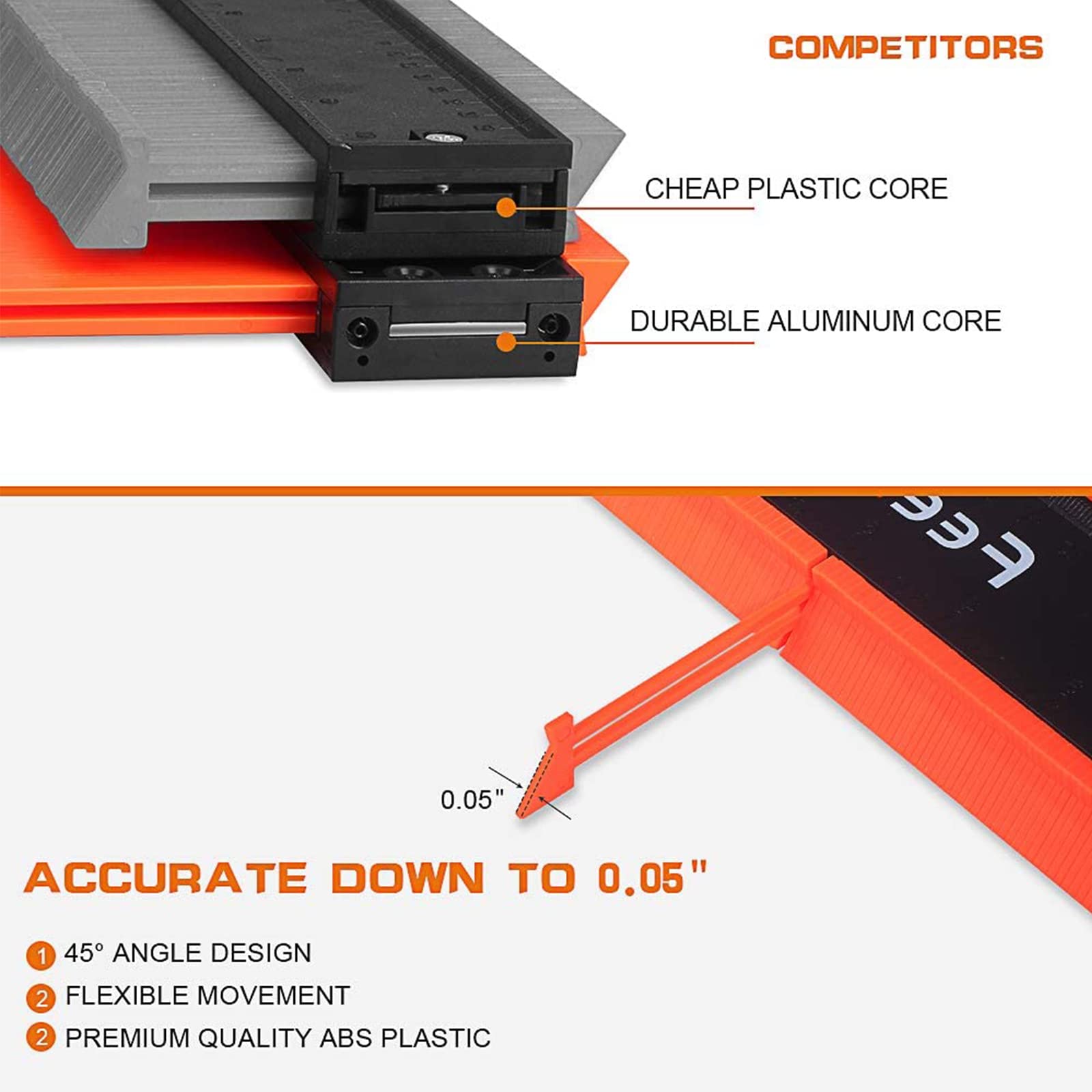 Medidor de Contorno con Herramienta de Perfil de Bloqueo 12 Pulgadas para Hombre