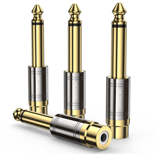Adaptadores RCA a 1/4 Pulgadas MOSWAG Dorado Serie de Calidad Paquete de 4 Unidades