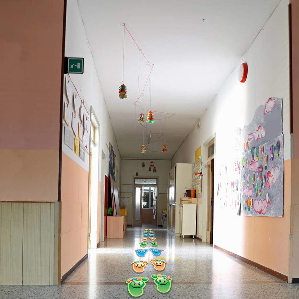 30 pares de pegatinas de huellas para niños, para piso, guía de dibujos animados con 3 estilos, pegatinas autoadhesivas para piso para habitación de niños, guardería, escaleras de piso,