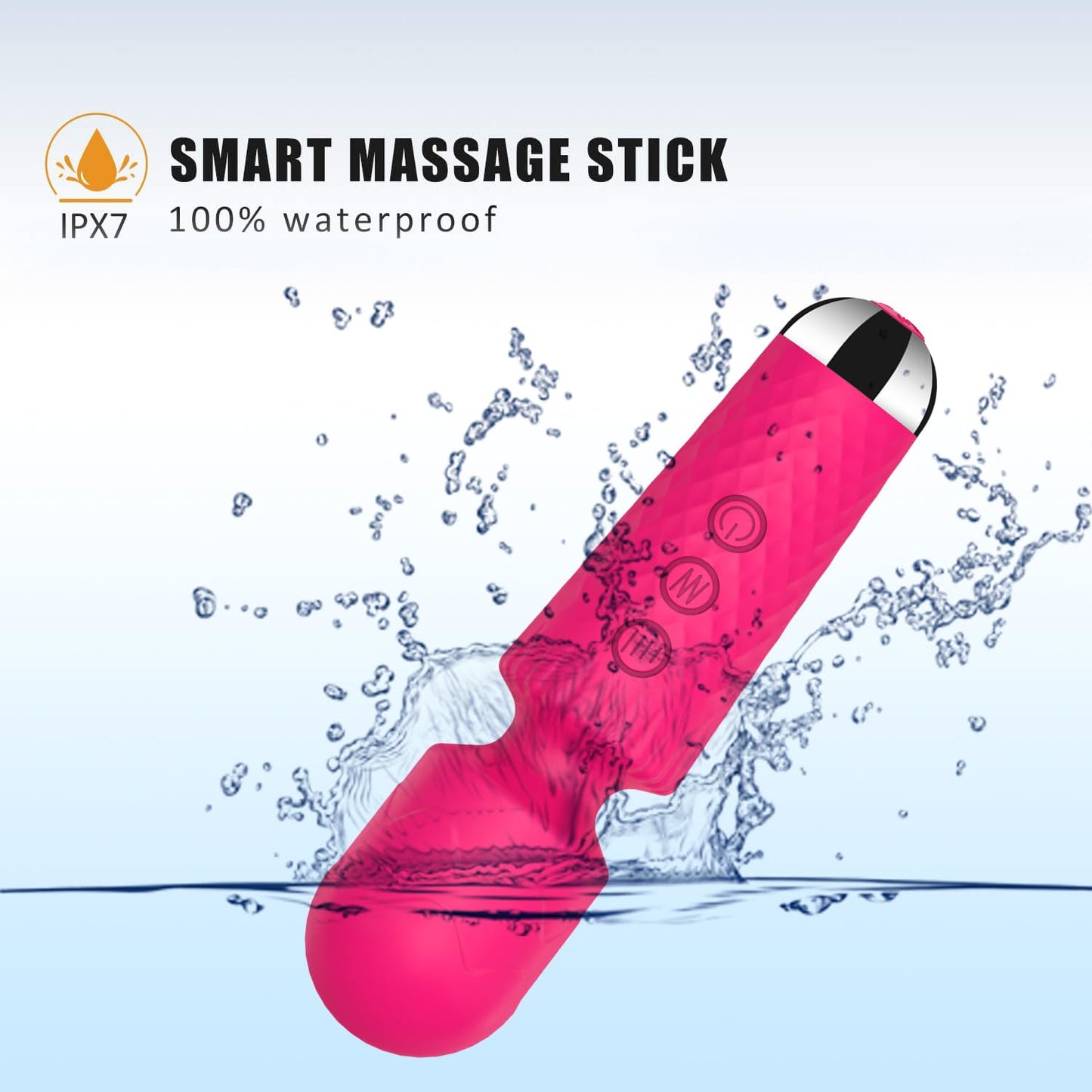 CHARMING Mini masajeador de espalda vibrante personal mejorado de 10 patrones, pequeño masajeador de vibración de mano, hombres y mujeres, perfecto para aliviar la tensión corporal, músculo, dolor, recuperación, rojo rosa, 4.9 x 1.3 pulgadas