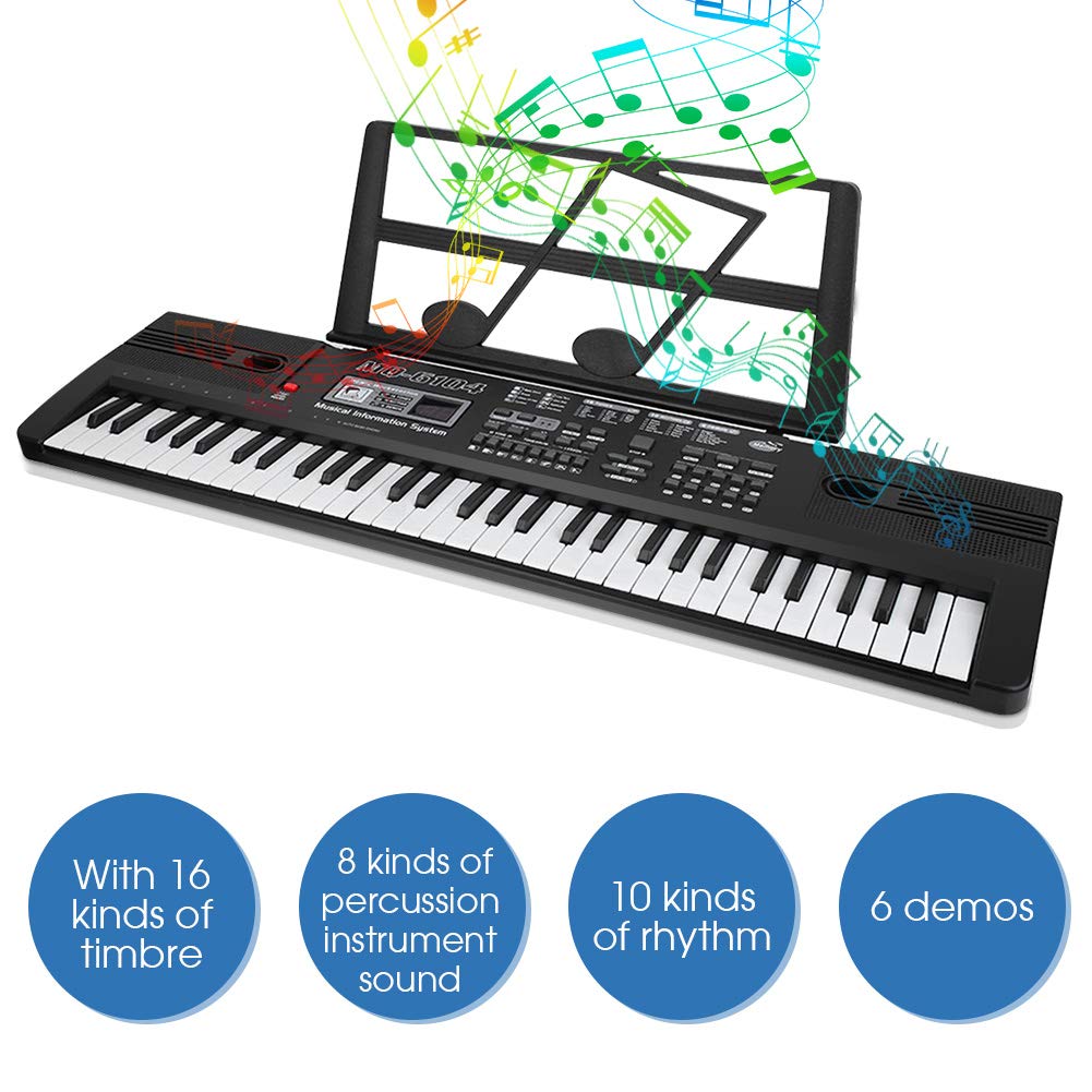 Teclado Electrónico Portátil para Principiantes con Micrófono y Soporte de Partitura