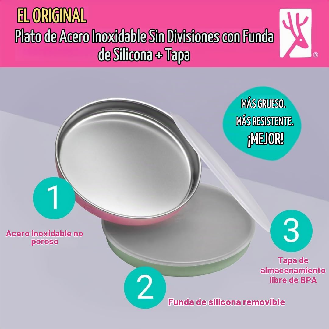 Elk and Friends - Placas de acero inoxidable + tapas para niños y niños