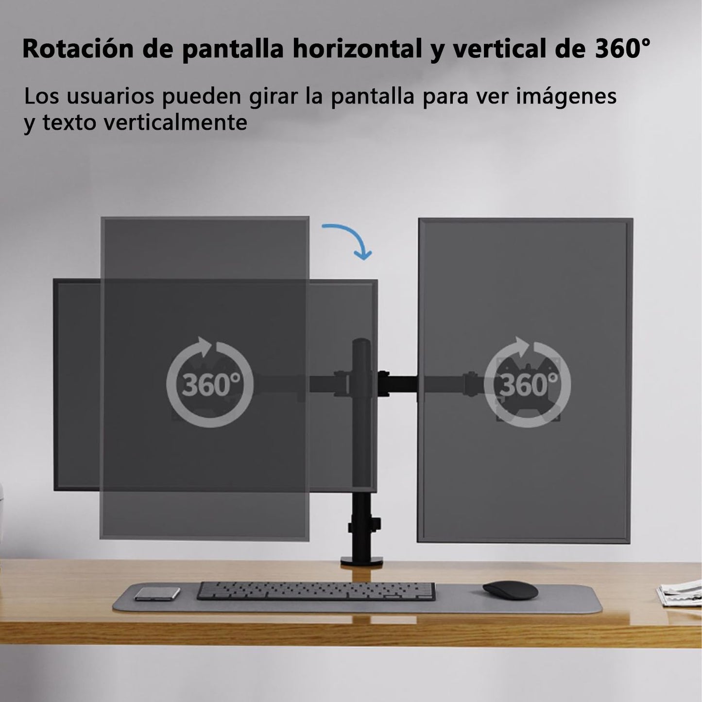 Soporte Doble Monitor VDDGRER Negro Ajustable para Pantallas hasta 27 Pulgadas 10kg