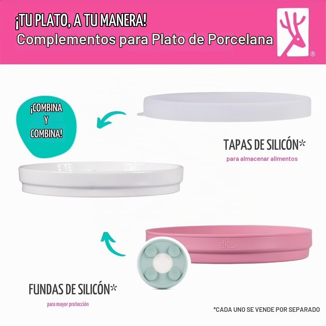 Elk and Friends Kids - Platos Blancos de Porcelana de 7.8