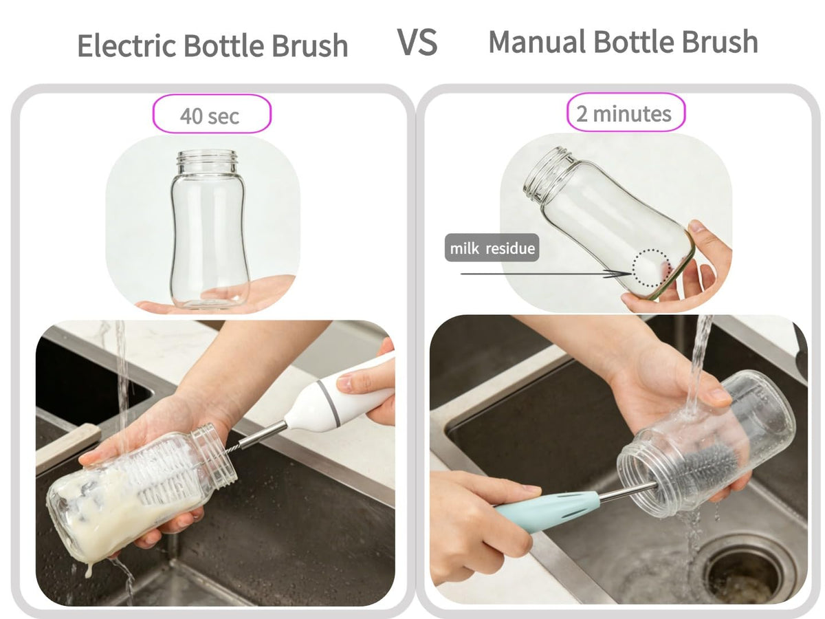 Benifi Electric Bottle Cleaner Pro, cepillo para polvo 11 en 1, estante de secado, cepillo para polvo de botella de esponja, limpiador de botellas de silicona, mezclador de fórmula, cepillo para polvo