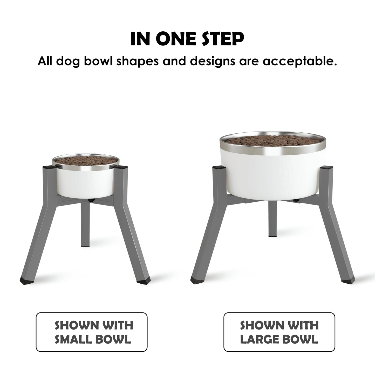 Tazón Elevado para Perros Grandes, Soporte Gris Ajustable de 7 a 10.6 Pulgadas