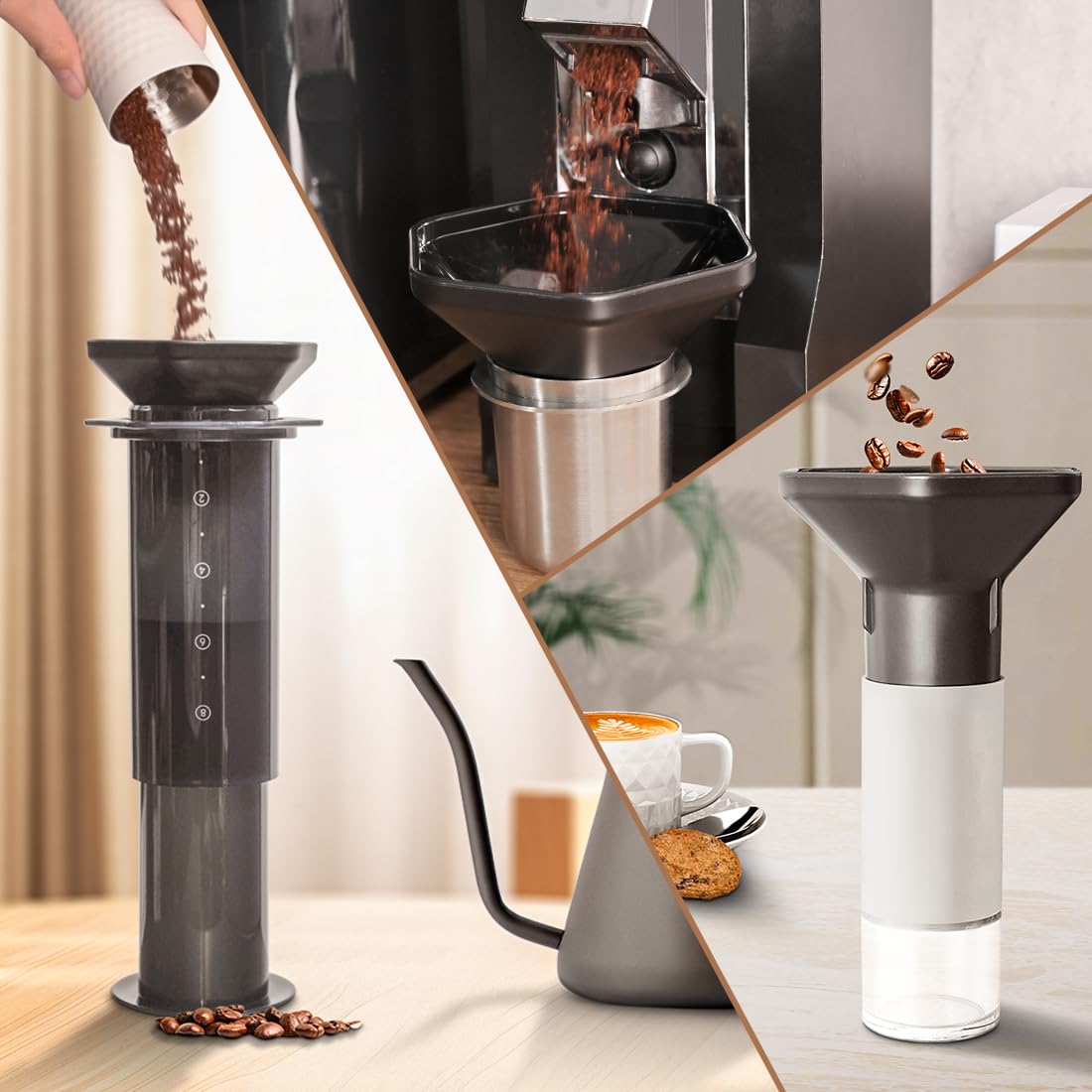 CAFEMASY - Kit de embudo de café y bolsa de viaje compatible con Aeropress Original Go XL portátil de repuesto para cafetera espresso