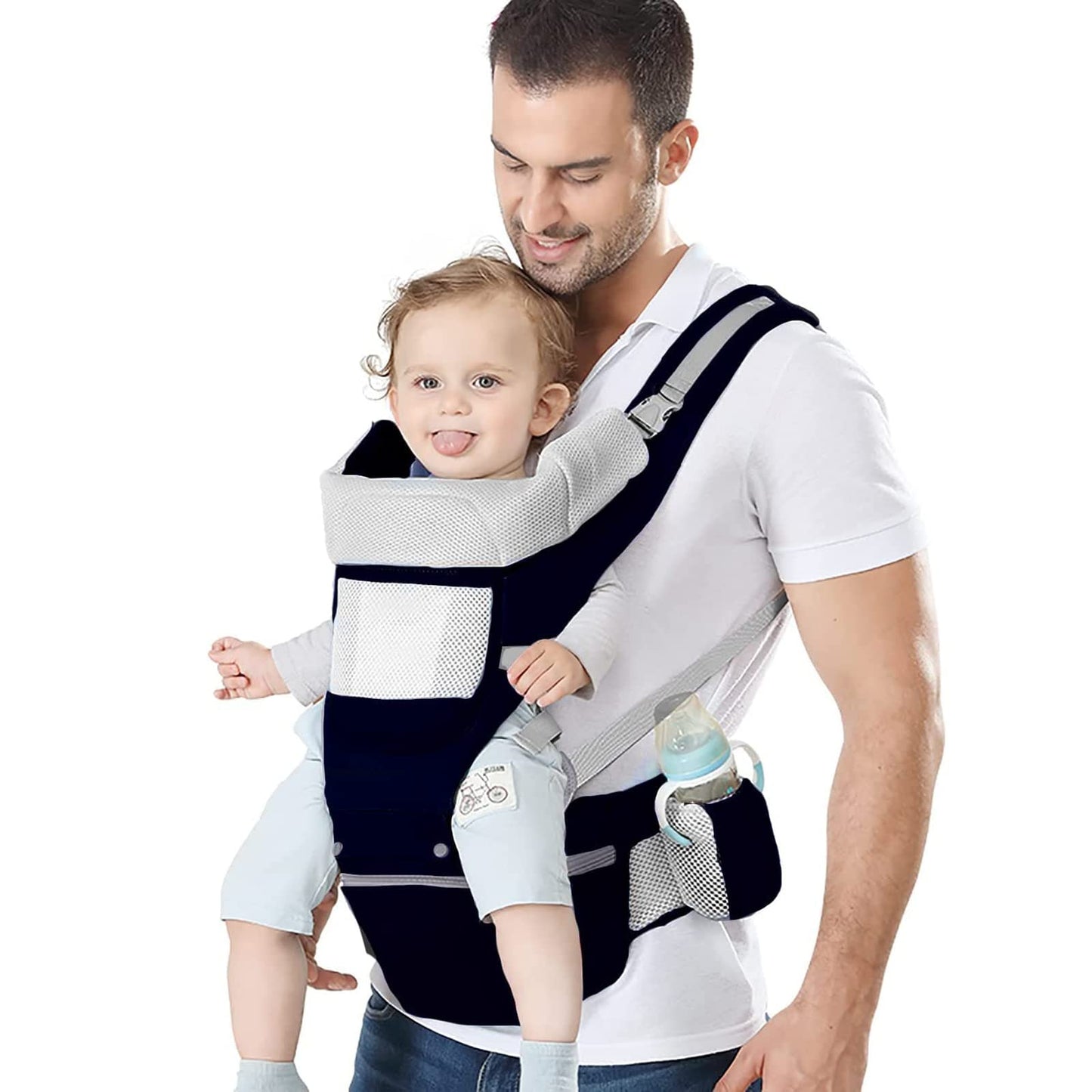Cangurera para Bebe Ergonómica - Mochila Portabebé con Asiento de Cadera y Diseño Transpirable, Ajustable y Multifuncional para Recién Nacidos y Niños Pequeños - Soporta Hasta 30 kg