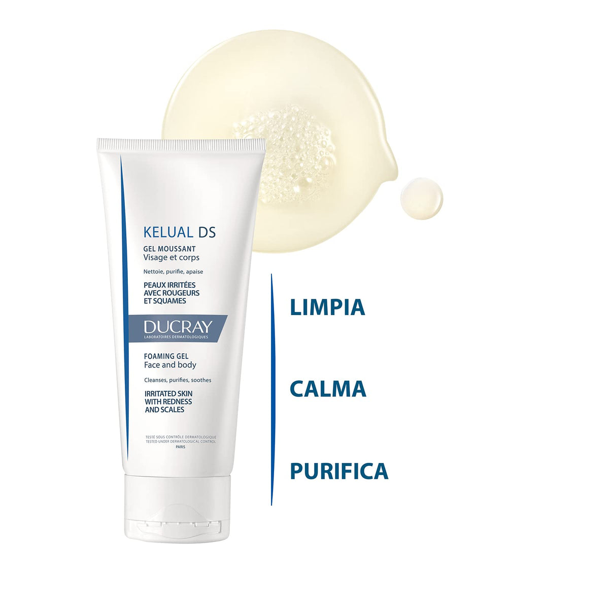 Ducray Kelual Ds, Gel Espumoso Limpiador Facial, 200ml
