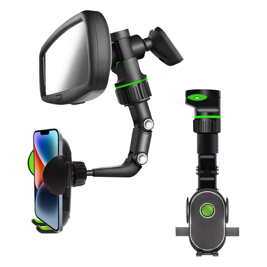 Gugxiom Soporte para Teléfono con Espejo Retrovisor, Soporte para Celular Automóvil con Rotación de 360 ° y Retráctil, Soporte para Teléfono con Espejo para Auto, Automovil