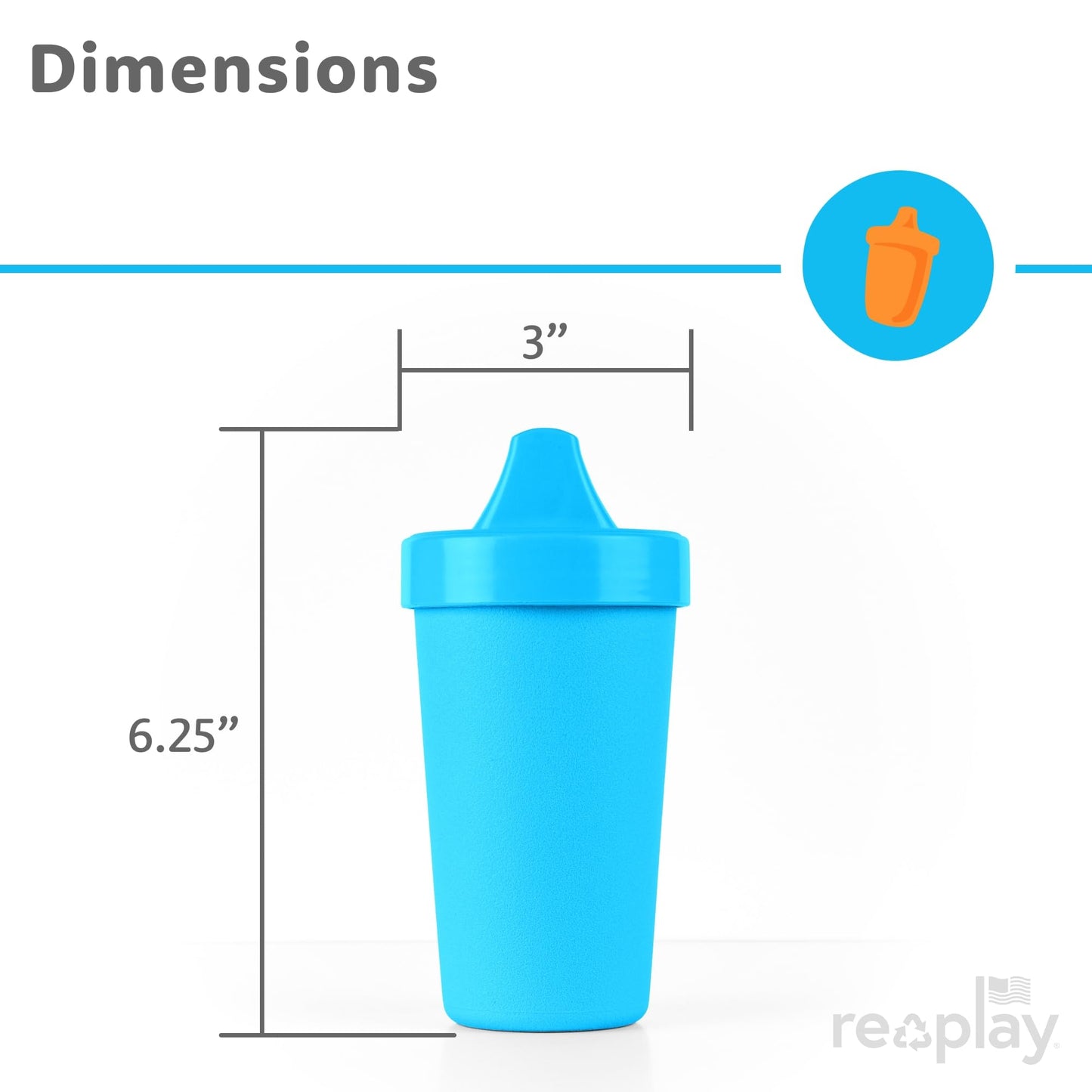 Re-Play | | Hecho en Estados Unidos | Vasos sin derrames (3 unidades), Azul true, 10 fluid oz. Product Name
