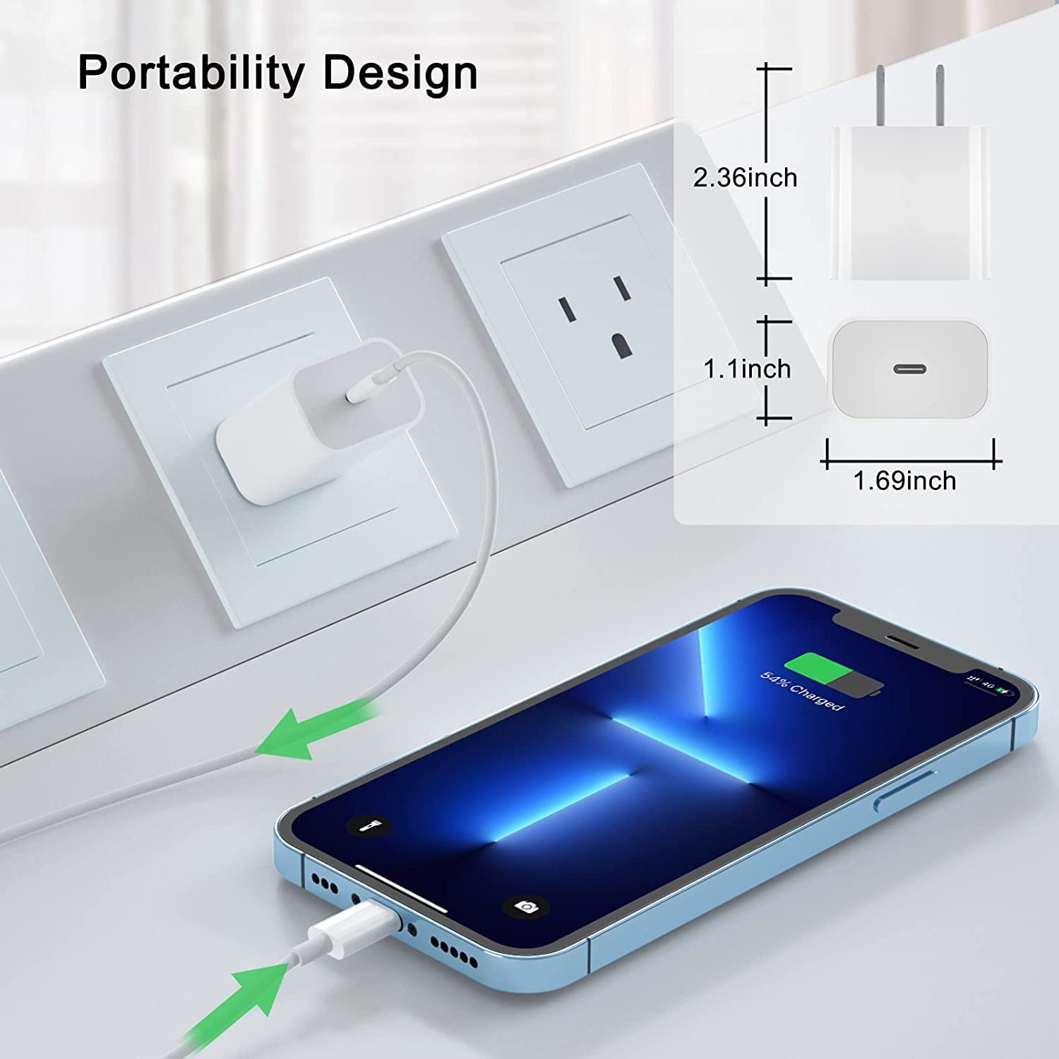 UWECAN Cargador para iPhone Original de 25w de 4A, Carga Ultra Rapida (Certificado Aple Mfi) Cubo con Cable de 1m. Tipo C. Compatible con iPhone, iPad y airpods OEM Premium OEM