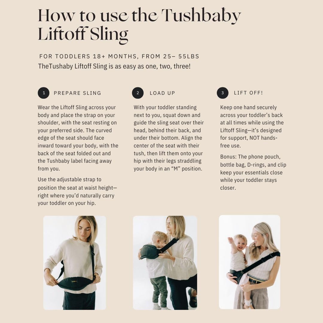 Tushbaby Liftoff Bandolera para Niños Pequeños, Carga Rápida 11-25 kg Guepardo