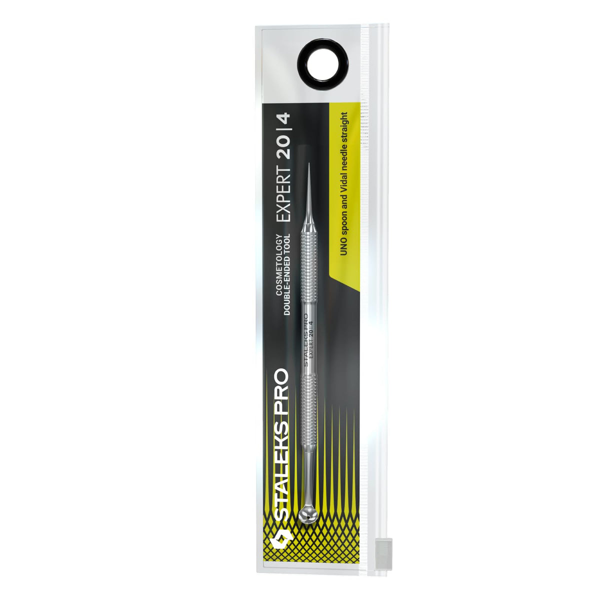 Staleks Pro Cosmetology Herramienta de doble extremo Expert 20 Tipo 4 - Una cuchara y aguja Vidal - Removedor de puntos negros de acero inoxidable - Herramienta extractor de espinillas