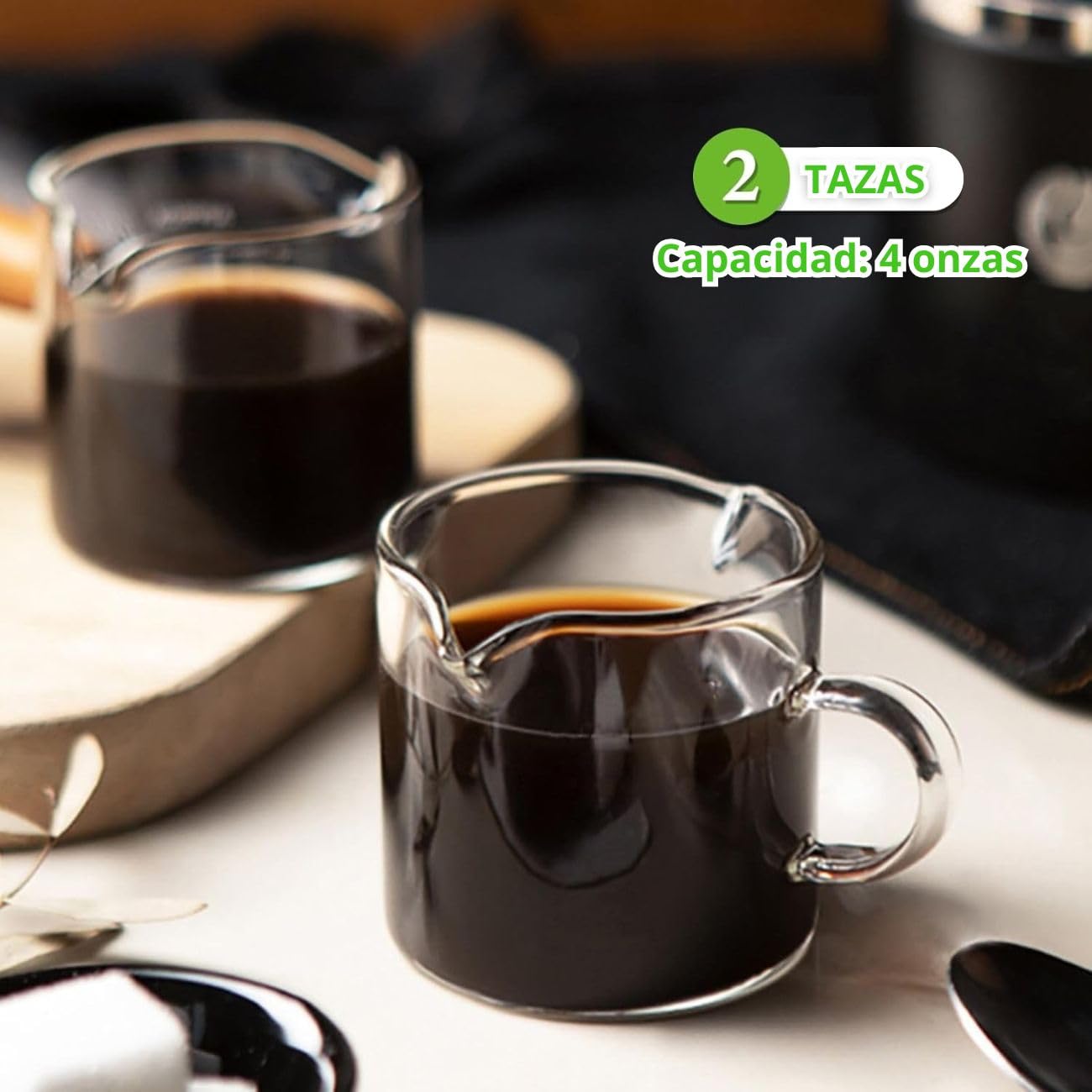 Juego de Tazas de Café U Chef Vidrio Transparente de Doble Boquilla 4 Onzas