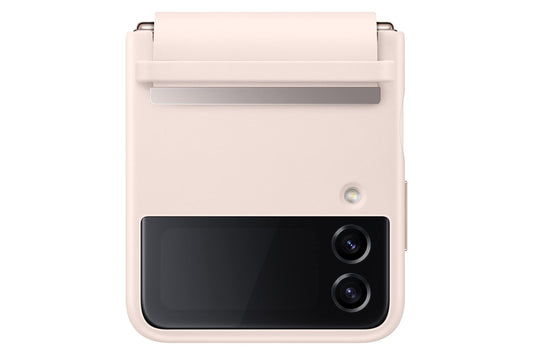 Funda de Piel Protectora Samsung Galaxy Z Flip4 melocotón Estilo Delgado Premium versión Estadounidense