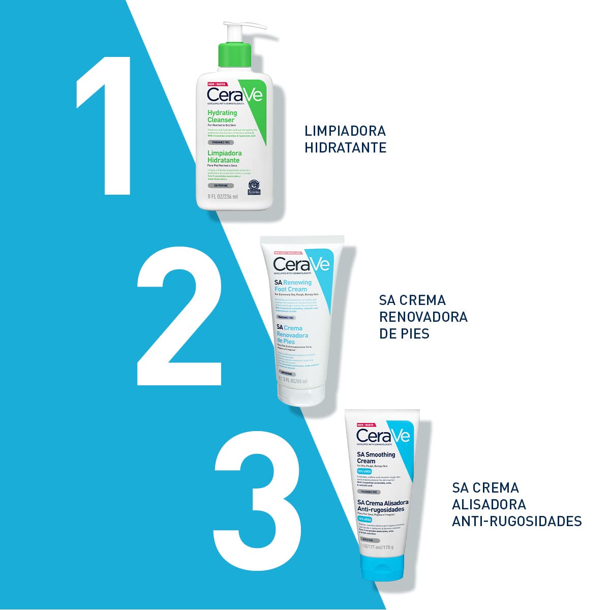 CeraVe Crema Renovadora de Pies | 88 ml| Crema hidratante para pies con ácido salicílico | Para piel muy seca y áspera