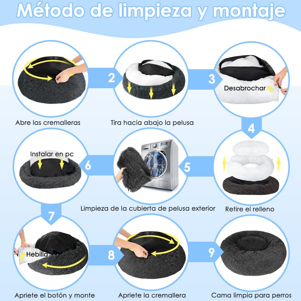 Cama para Mascota SlowTon Súper Suave Lavable Felpa Antideslizante Resistente Impermeable para Perros y Gatos Medianos y Pequeños