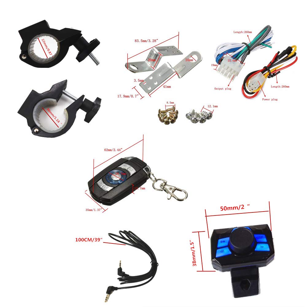 Altavoz Inalámbrico Bluetooth Resistente al Agua para Motocicleta UTV/ATV con Control Remoto 3 Pulgadas