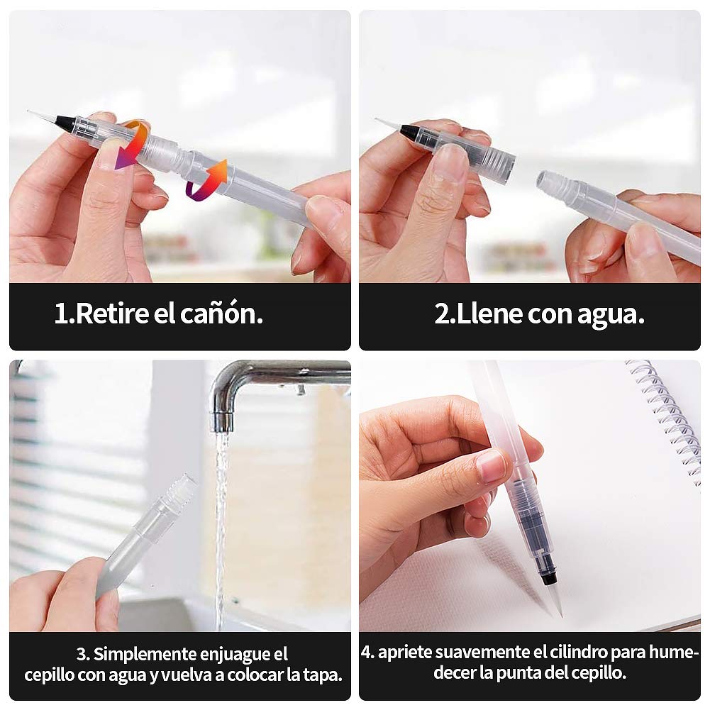 Pincel de Agua 10 Piezas Pinceles Acuarela de Pintura para Acuarela Puntas Caligrafía Arts Marcadores Surtidos Pequeño Grande de Agua Soluble Lápices Pinceles para Acuarela para Pintura de Acuarela