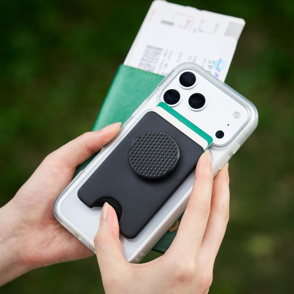 Portafolios PopSockets MagSafe Negro Agarre Expandible Compatible con Carga Inalámbrica