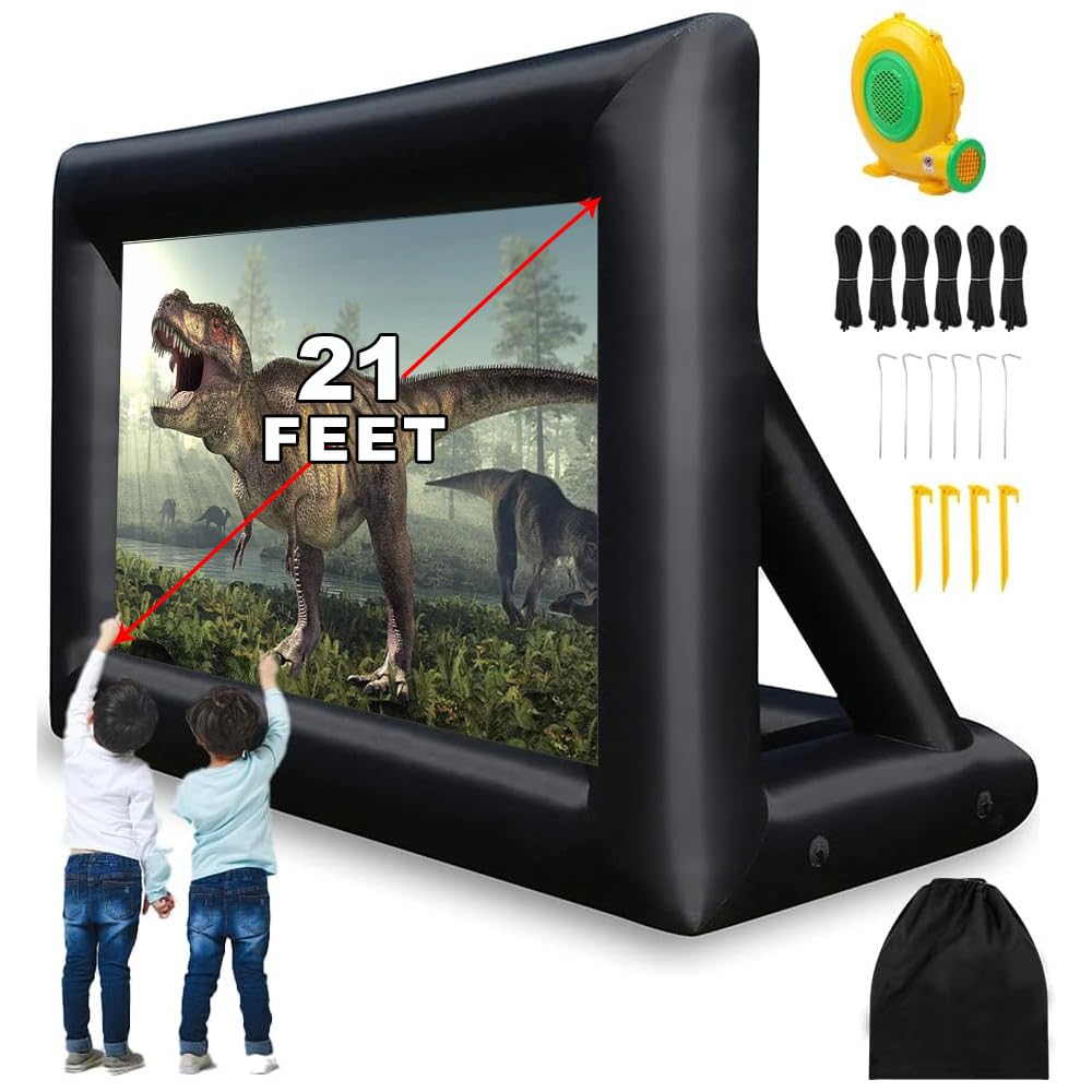 Pantalla de Proyector Inflable de 21 Pies para Interiores, Pantalla Inflable para Proyector, Pantalla Inflable para Películas con Soplador, Pantalla de Proyección de Cine Inflable Portátil