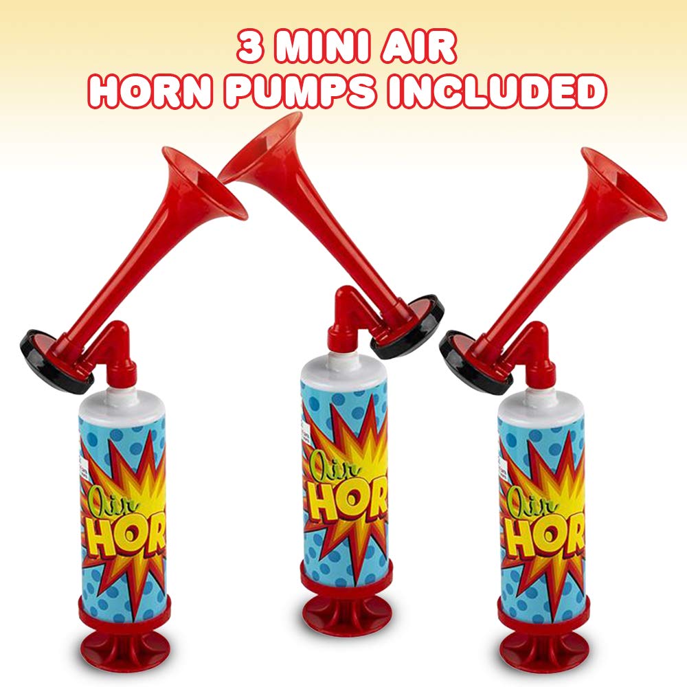 ArtCreativity - Mini bomba de bocina de aire, fabricantes de ruido de cuerno de aire de 10 pulgadas para eventos deportivos, juego de 3 cuernos de soplado para seguridad, celebraciones, recuerdos de