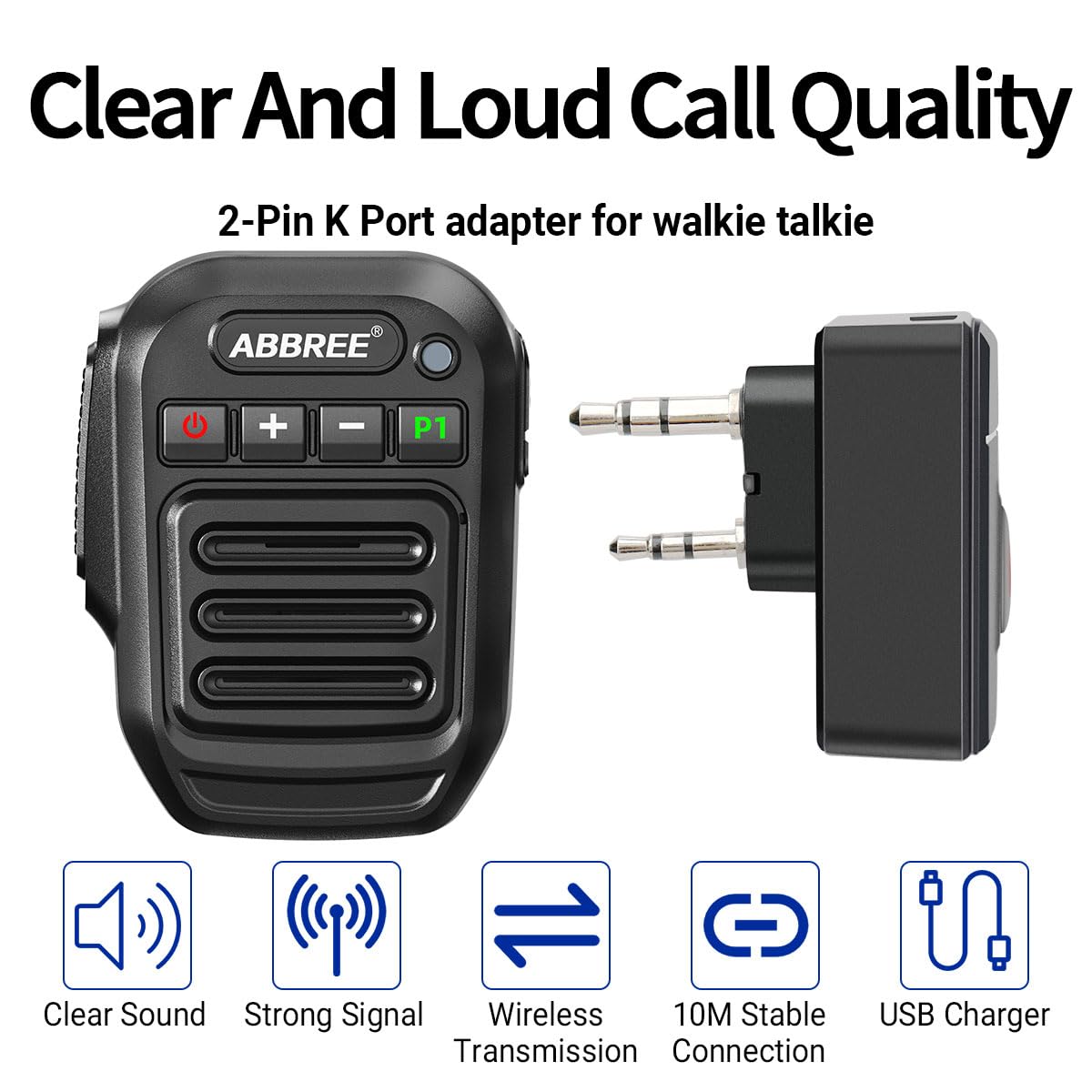 Micrófono de Mano ABBREE negro inalámbrico para Radio Ham y Accesorios Baofeng
