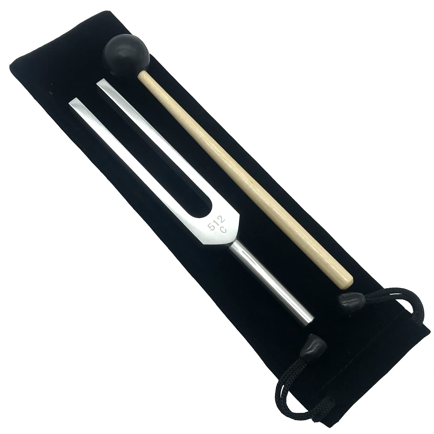 Horquilla de afinación de grado médico 512C Hz con martillo de silicona y bolsa de almacenamiento, instrumento profesional de aleación de aluminio para reparación de ADN, horquillas de afinación curativa de sonido (512C Hz, plata)
