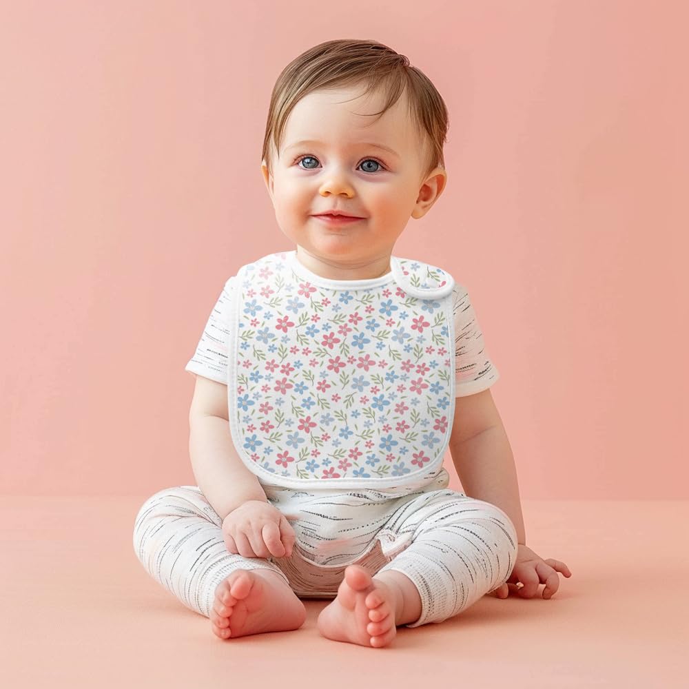 lazyrhino - Paquete de 8 baberos unisex ajustables con broches de presión ultra suaves y absorbentes para la dentición para niños y niñas (rosa-lht-8 piezas)