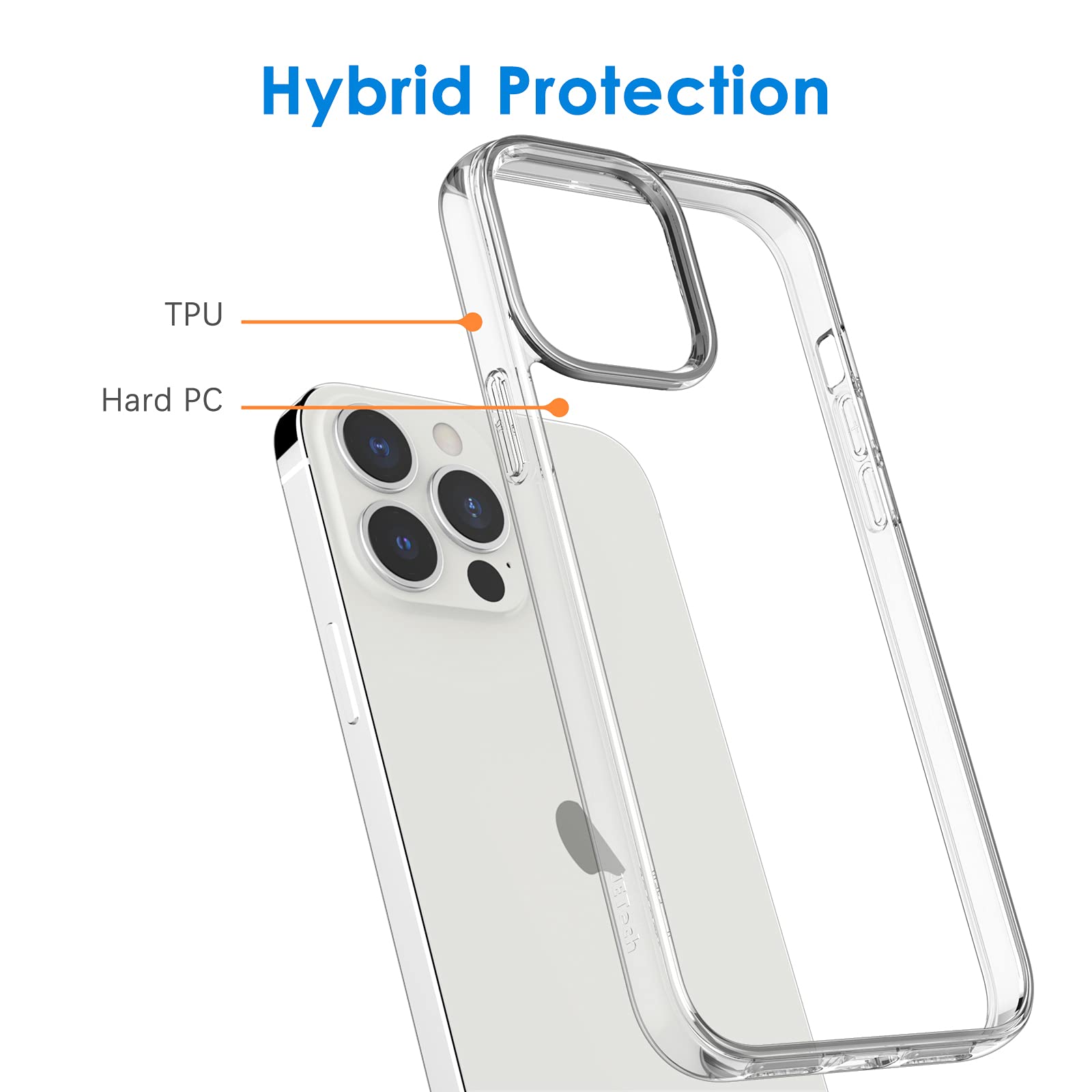 JETech Funda para iPhone 13 Pro 6.1 Pulgadas, Anti-Amarillo Antigolpes Protectora Carcasa, Antiarañazos PC Duro Respaldo (HD Clara)