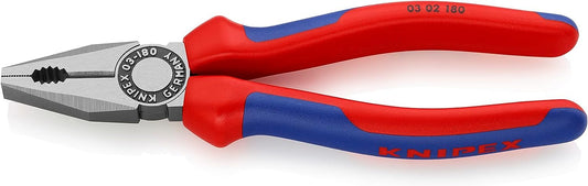 Knipex 03 02 180 SB Alicate Universal Atramentado con Fundas en Dos Componentes, color Negro, 180 mm
