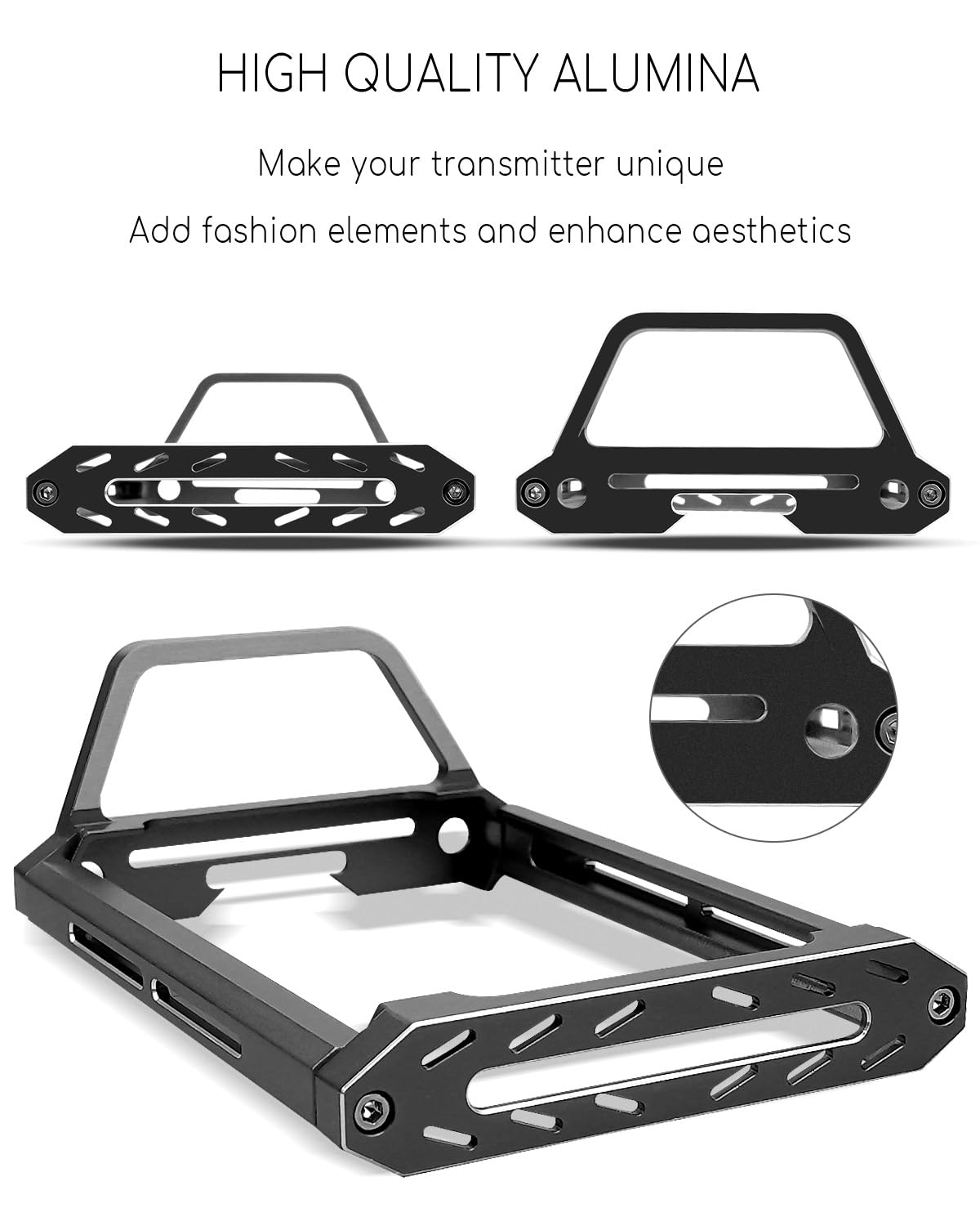 Marco Protector de Transmisor Flysky Negro de Aleación de Aluminio para Coche RC